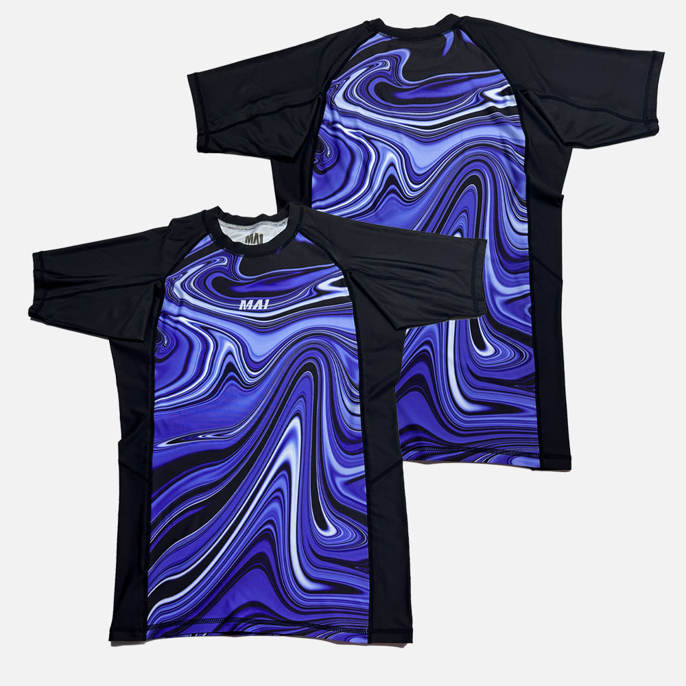 MA1 Liquid Blue Short Sleeve Rashguard, product view