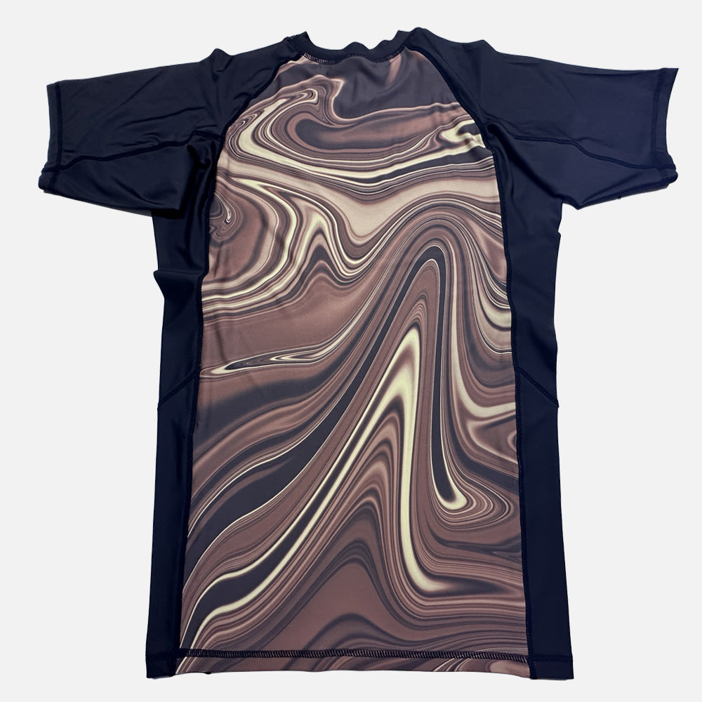 MA1 Liquid Brown Short Sleeve Rashguard, rear view