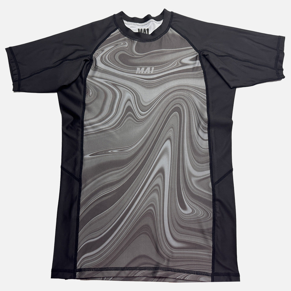 MA1 Liquid Black Short Sleeve Rashguard, front