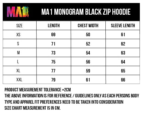 MA1 Monogram Black Zip Hoodie