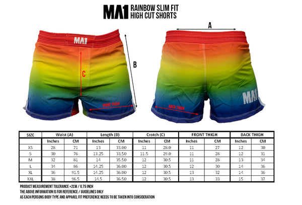 MA1 Rainbow Slim Fit High Cut MMA Shorts