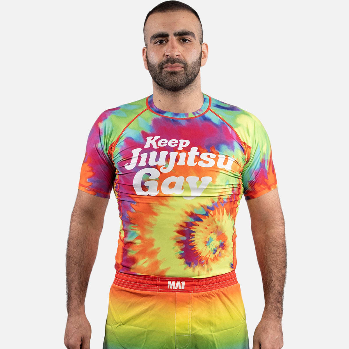 MA1 Keep BJJ Gay Tie Dye Short Sleeve Rashguard - product photo 6