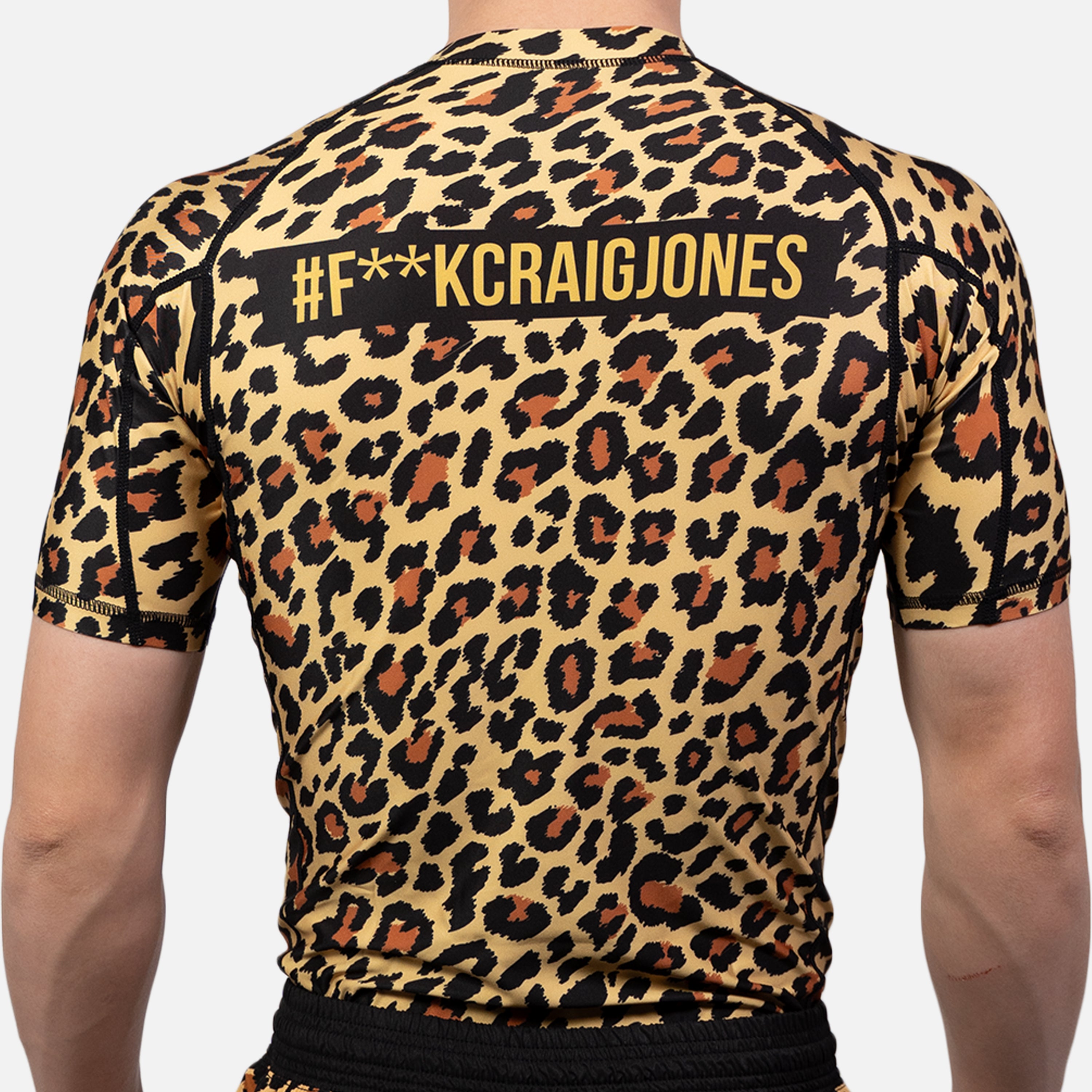 MA1 #F**kCraigJones Gold Leopard Rash Guard