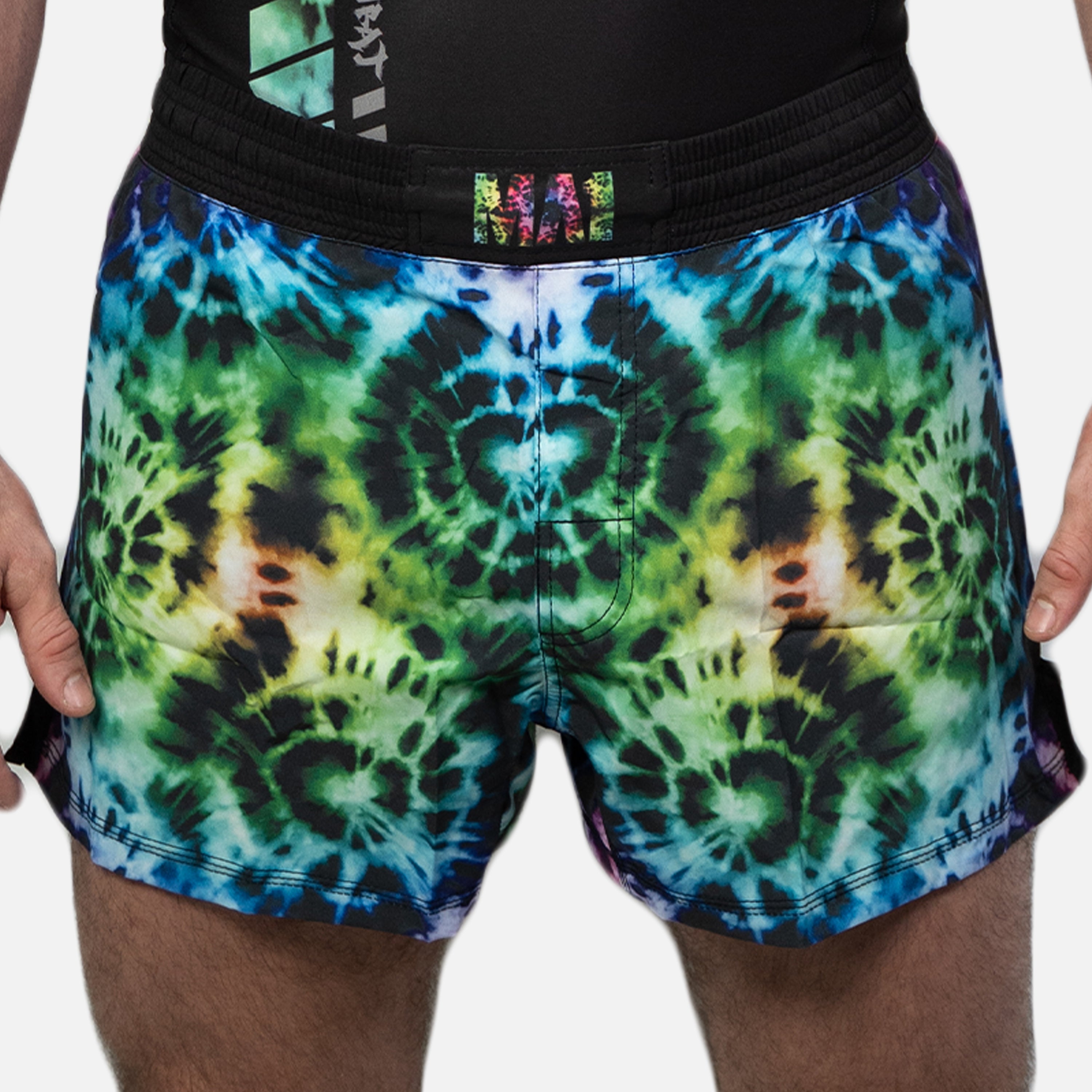 MA1 Tie Dye Black High Cut MMA Shorts